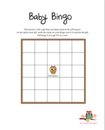 Free Printable owl themed baby shower bingo game
