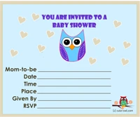boy baby shower invitations featuring cute owl