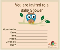 free printable owl themed boy baby shower invitations