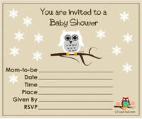 free printable snowy owl baby shower invitations