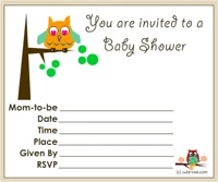 Cute owl on a tree baby shower invitations