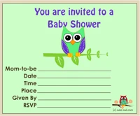 free printable cute owl baby shower invitation