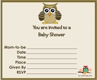 owl baby shower invitations in brown