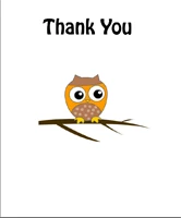 Baby Shower Thank You card featuring a cute owl on a branch