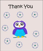 Owl and flowers, free printable thank you card for baby shower