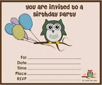 cute owl and balloons free printable invitations