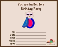 colorful owl birthday party invitations