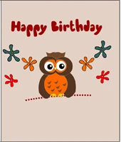 colorful happy birthday card featuring cute owl