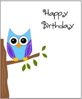 cute owl sitting on a branch happy birthday card