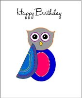 colorful owl birthday card