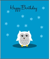 Adorable snowy owl happy birthday card