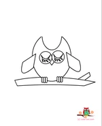 adorable owl sitting on a branch coloring page