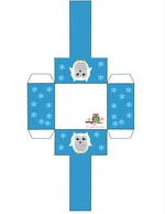 snowy owl favor basket in blue color