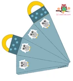 free printable favor bag featuring cute snowy owl