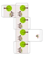 free printable party favor boxes featuring cute owl and tree