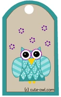 cute owl with flowers tags