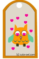 owl and hearts party favor tags