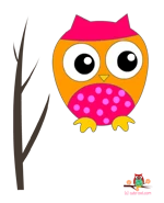 pink owl on a branch wall sticker
