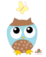 blue owl and butterfly sticker
